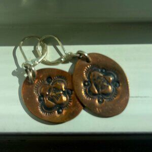 Stamped Copper Earrings